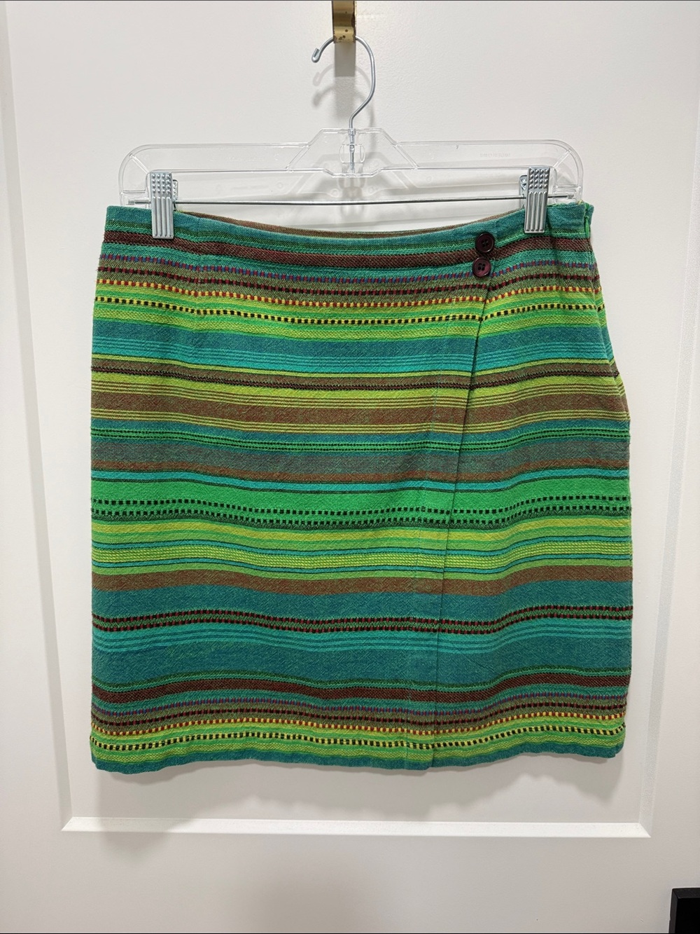 Green Multi-Stripe Knit Mini Skirt